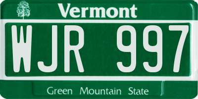 VT license plate WJR997