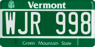 VT license plate WJR998