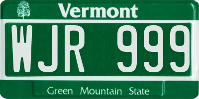 VT license plate WJR999