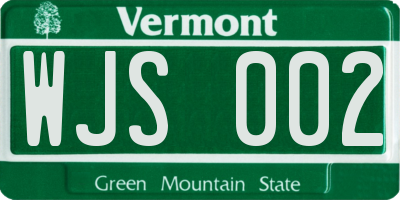 VT license plate WJS002