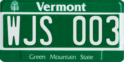 VT license plate WJS003