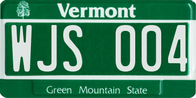 VT license plate WJS004
