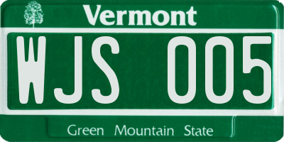 VT license plate WJS005