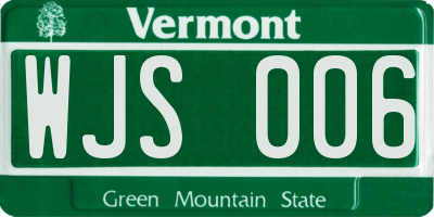 VT license plate WJS006