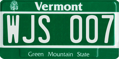 VT license plate WJS007