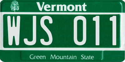 VT license plate WJS011