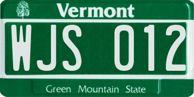 VT license plate WJS012