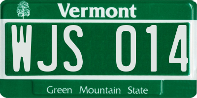 VT license plate WJS014