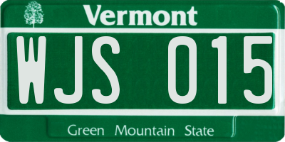 VT license plate WJS015