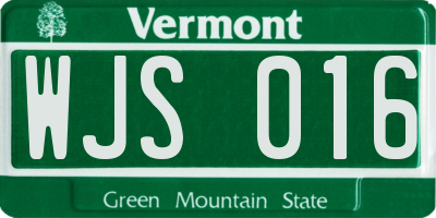 VT license plate WJS016