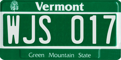 VT license plate WJS017