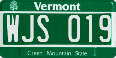 VT license plate WJS019