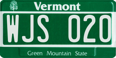 VT license plate WJS020