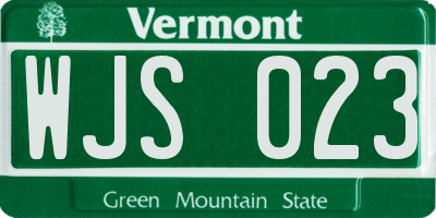 VT license plate WJS023