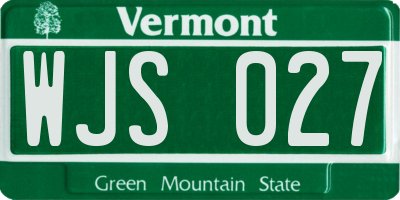 VT license plate WJS027