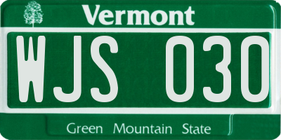 VT license plate WJS030