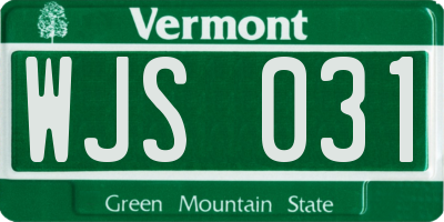 VT license plate WJS031