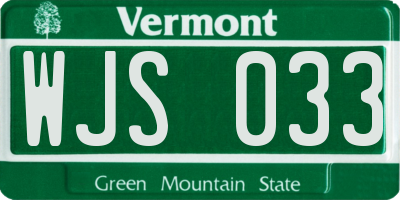 VT license plate WJS033