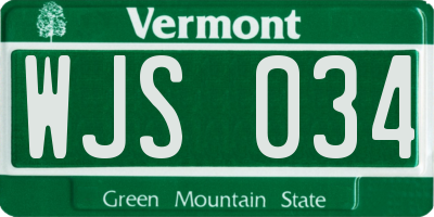 VT license plate WJS034