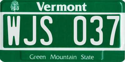 VT license plate WJS037