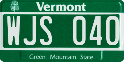 VT license plate WJS040