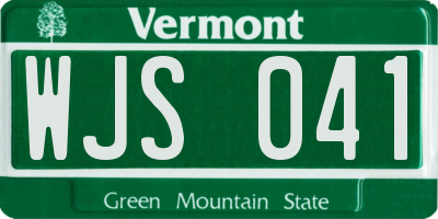 VT license plate WJS041
