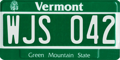 VT license plate WJS042