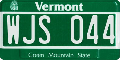 VT license plate WJS044