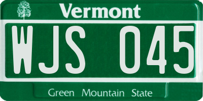 VT license plate WJS045