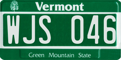 VT license plate WJS046