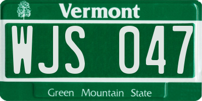 VT license plate WJS047