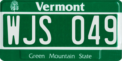 VT license plate WJS049