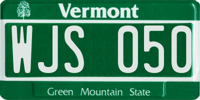 VT license plate WJS050