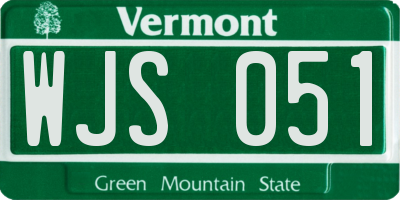 VT license plate WJS051