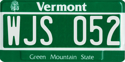 VT license plate WJS052