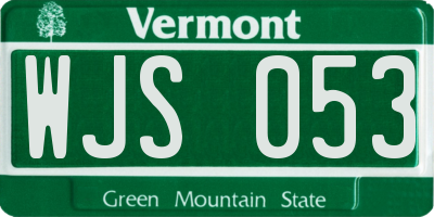 VT license plate WJS053