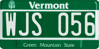 VT license plate WJS056