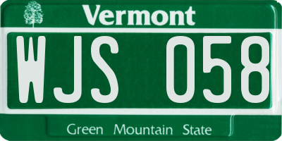 VT license plate WJS058