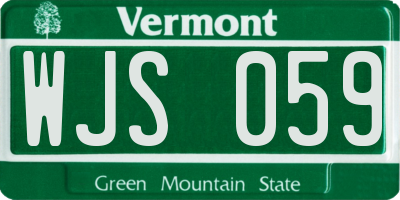 VT license plate WJS059