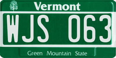 VT license plate WJS063