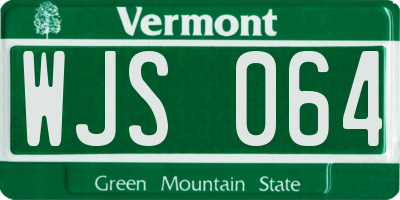 VT license plate WJS064