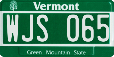 VT license plate WJS065