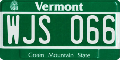VT license plate WJS066