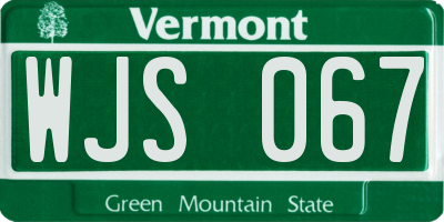 VT license plate WJS067