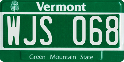 VT license plate WJS068