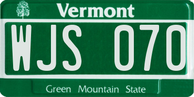 VT license plate WJS070