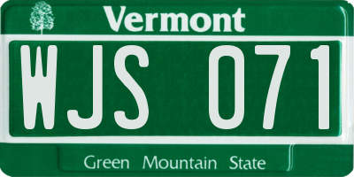 VT license plate WJS071