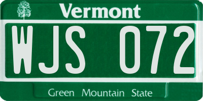 VT license plate WJS072