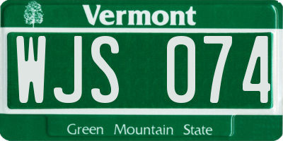 VT license plate WJS074