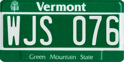 VT license plate WJS076
